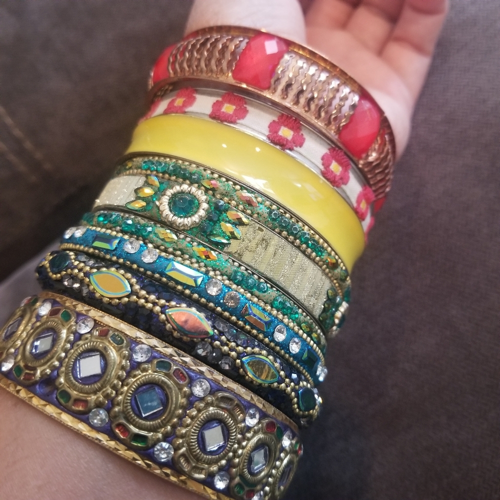 Multi Colored Bangles Exotic Bracelets Spring Summer - Picture 2 of 9